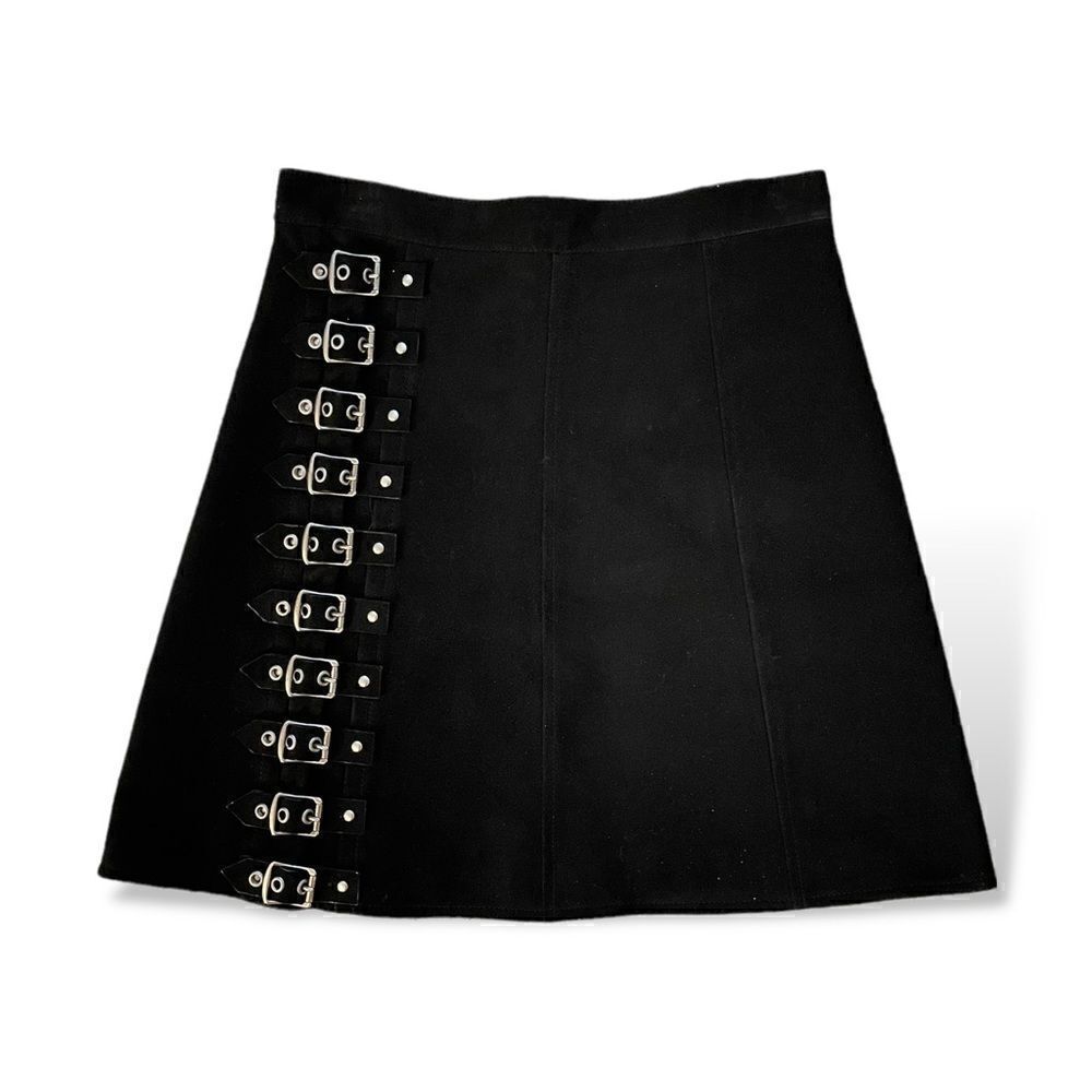 ❤️SOLD❤️SAINT LAURENT Black Genuine Suede Skirt with Buckle Detail |Size: 38|